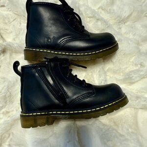 PF Kids Black Leather Boots with Side Zipper